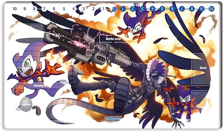 Mlikemat New Playmat Digimon DTCG Mat Impmon Beelzemon TCG CCG OCG Trading Card Game Mat with Zones + Free Bag (ZD002-477-SM) - Image 1